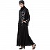 Front open abaya with hand work- Black-Silver